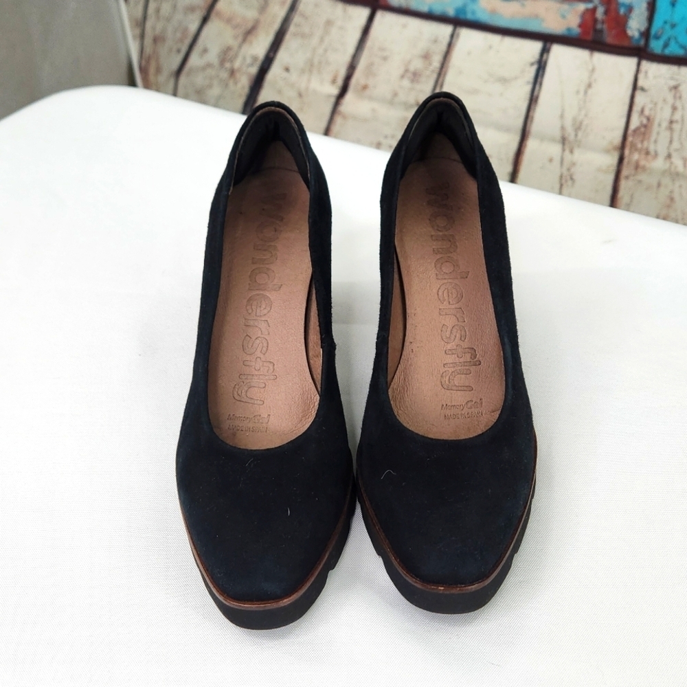 Wonders Wonderfly Suede Platform Block Heel - image 1